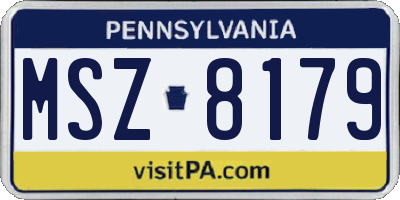 PA license plate MSZ8179
