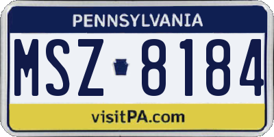 PA license plate MSZ8184