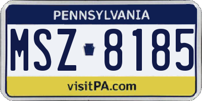 PA license plate MSZ8185