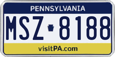 PA license plate MSZ8188