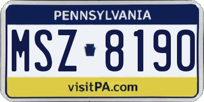 PA license plate MSZ8190