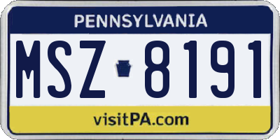 PA license plate MSZ8191