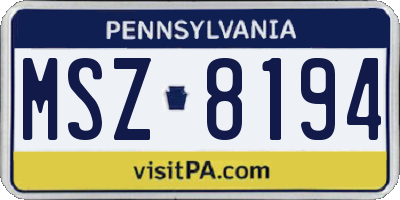 PA license plate MSZ8194