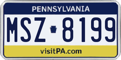PA license plate MSZ8199