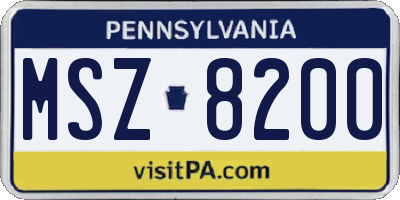 PA license plate MSZ8200