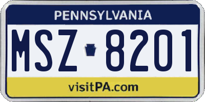 PA license plate MSZ8201