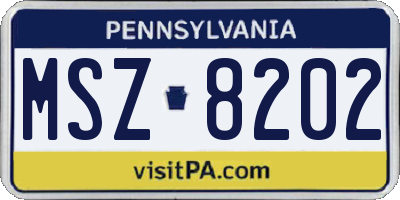 PA license plate MSZ8202
