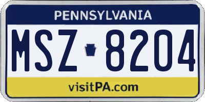 PA license plate MSZ8204