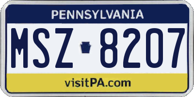 PA license plate MSZ8207