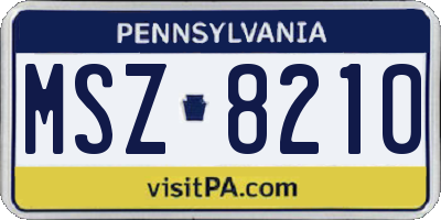 PA license plate MSZ8210
