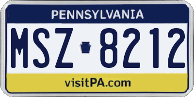 PA license plate MSZ8212