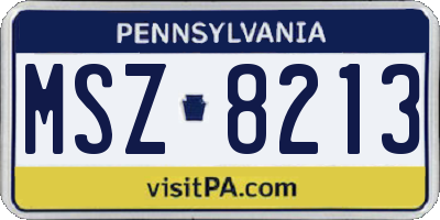 PA license plate MSZ8213