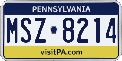 PA license plate MSZ8214