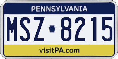 PA license plate MSZ8215