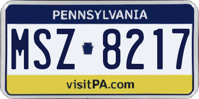 PA license plate MSZ8217