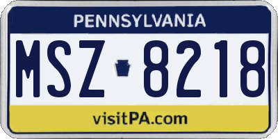 PA license plate MSZ8218