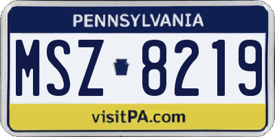 PA license plate MSZ8219
