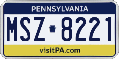 PA license plate MSZ8221