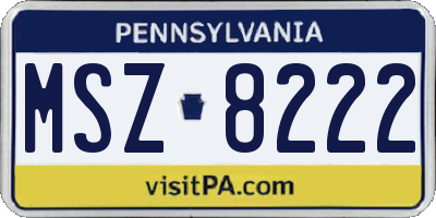 PA license plate MSZ8222