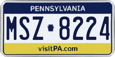 PA license plate MSZ8224