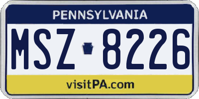 PA license plate MSZ8226