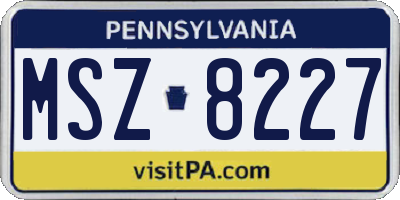PA license plate MSZ8227