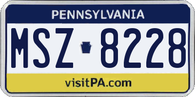 PA license plate MSZ8228