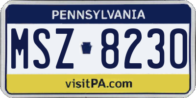 PA license plate MSZ8230