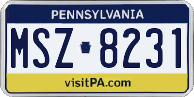 PA license plate MSZ8231