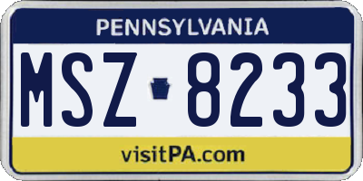 PA license plate MSZ8233