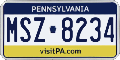 PA license plate MSZ8234