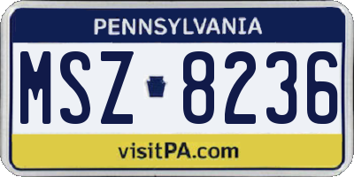PA license plate MSZ8236
