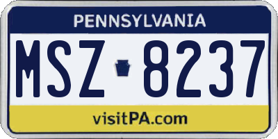 PA license plate MSZ8237