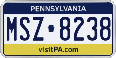 PA license plate MSZ8238