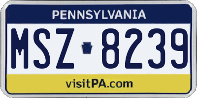 PA license plate MSZ8239