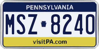 PA license plate MSZ8240