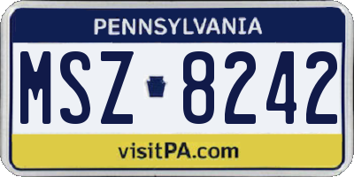 PA license plate MSZ8242
