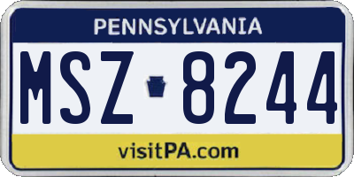 PA license plate MSZ8244