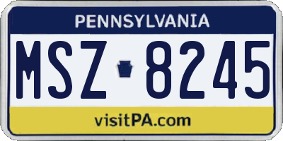 PA license plate MSZ8245