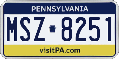PA license plate MSZ8251