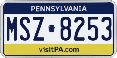 PA license plate MSZ8253
