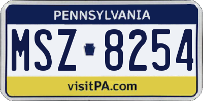 PA license plate MSZ8254