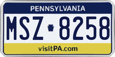 PA license plate MSZ8258