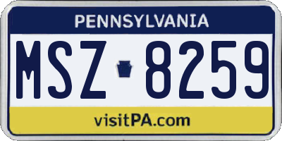 PA license plate MSZ8259