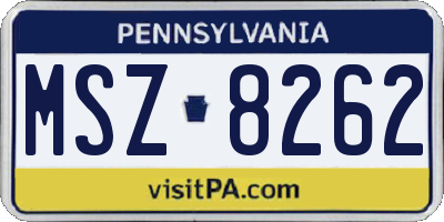 PA license plate MSZ8262