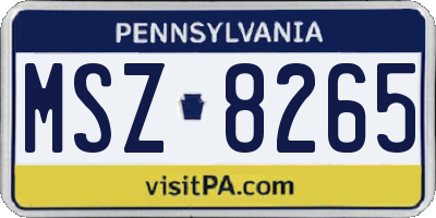 PA license plate MSZ8265