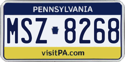 PA license plate MSZ8268