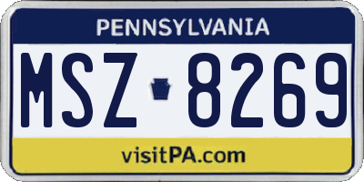 PA license plate MSZ8269
