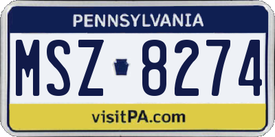 PA license plate MSZ8274