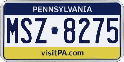 PA license plate MSZ8275